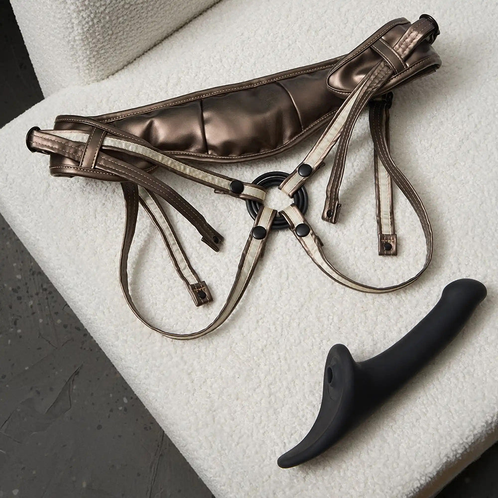 Strap On Me Leatherette Desirous Harness - O/S Metallic Bronze