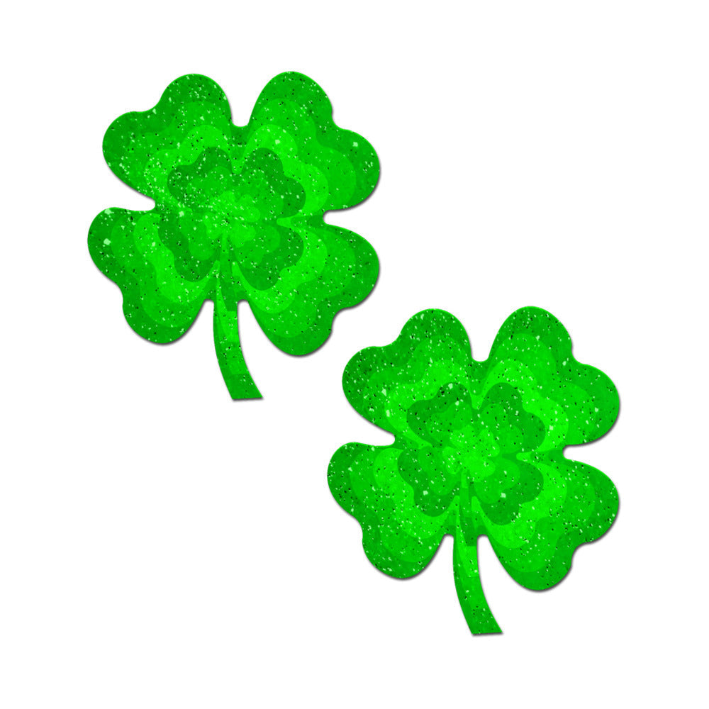 Pastease Four Leaf Clover Glitter Velvet Pumping Shamrock - Green O/S