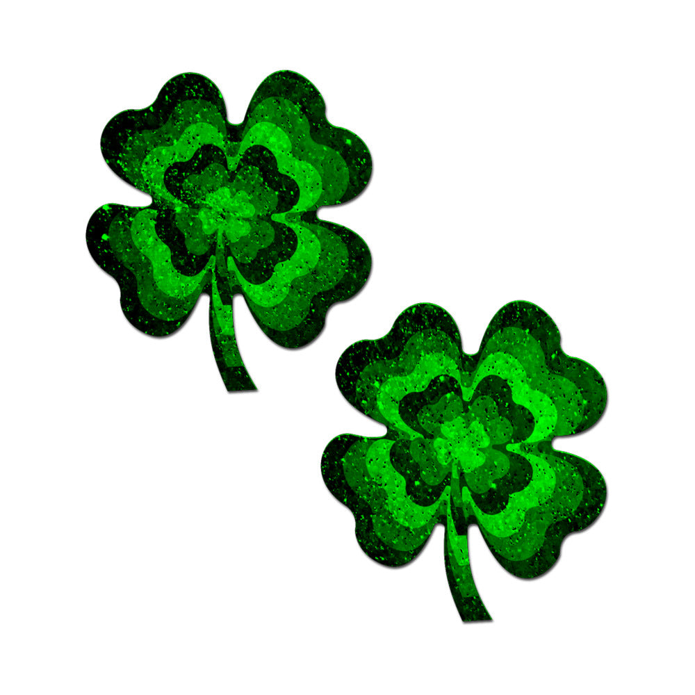 Pastease Four Leaf Clover Glitter Velvet Pumping Shamrock - Green O/S