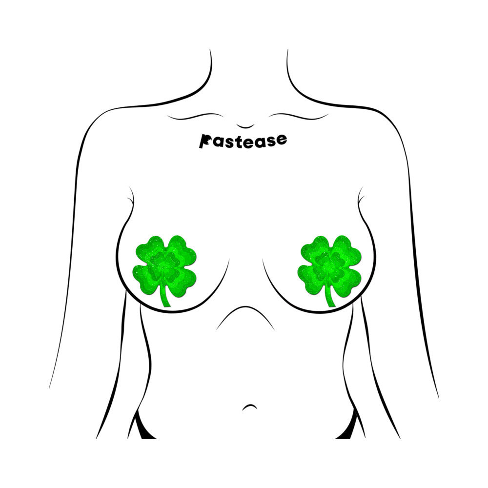 Pastease Four Leaf Clover Glitter Velvet Pumping Shamrock - Green O/S