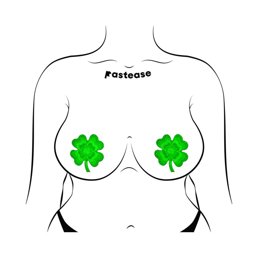 Pastease Four Leaf Clover Glitter Velvet Pumping Shamrock - Green O/S