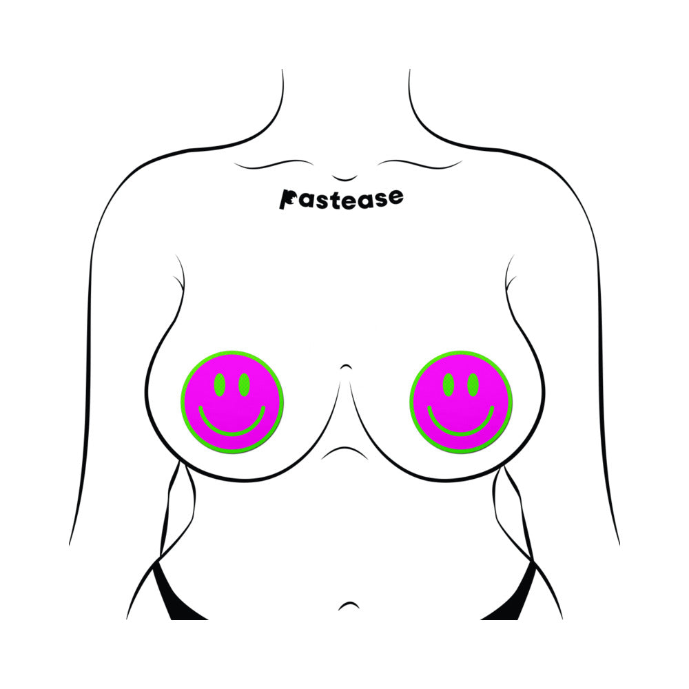 Pastease Neon Green Glow-in-the-Dark Smiley Face - Pink O/S