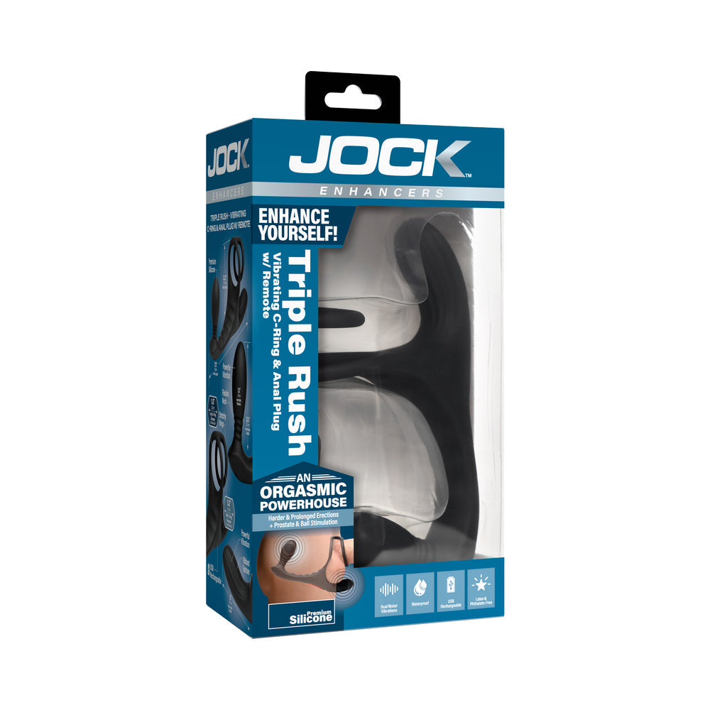 Curve Toys Jock Enhancers Triple Rush Vibrating C-Ring & Anal Plug w/Remote