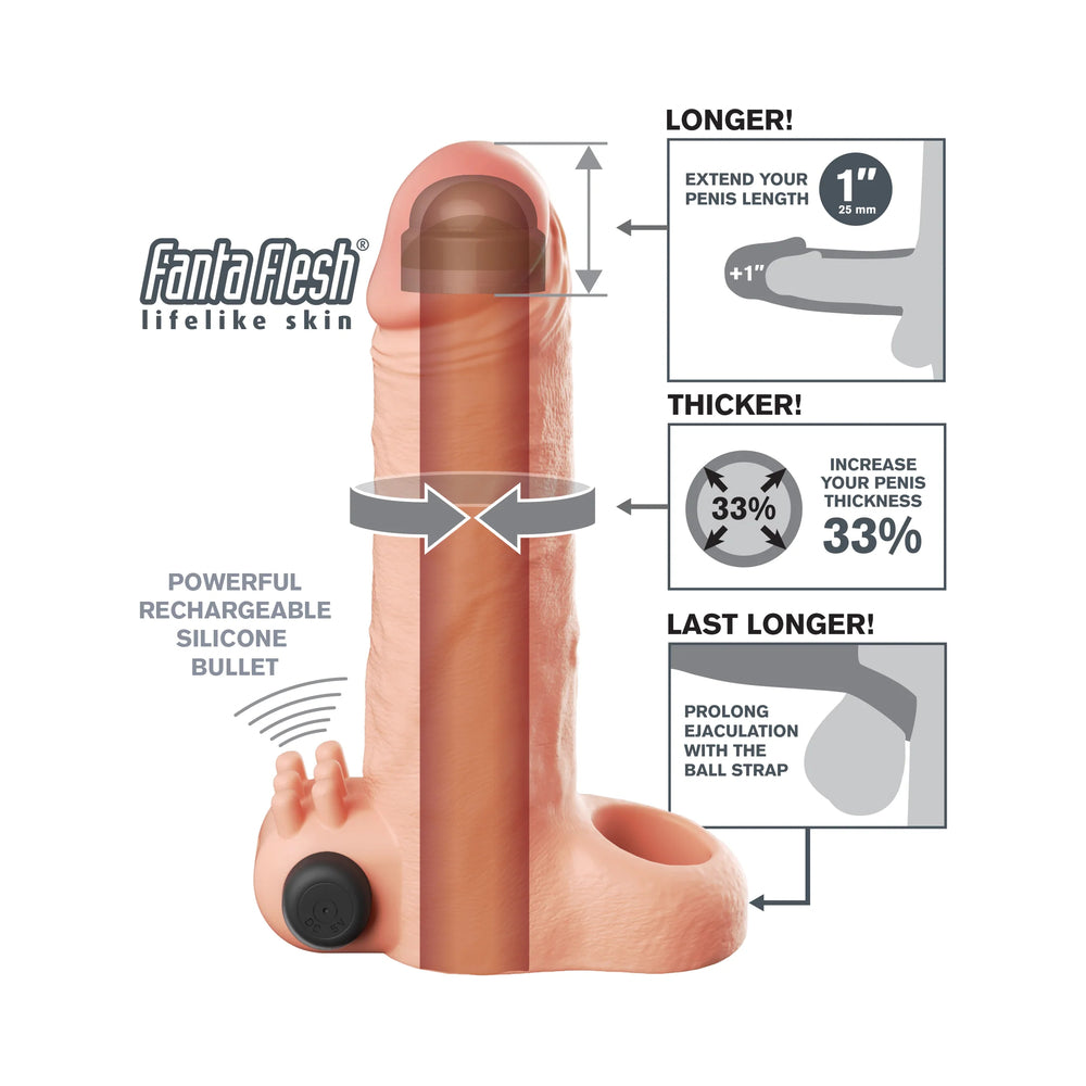 Fantasy X-Tensions Vibrating Real Feel 1" Extension - Light
