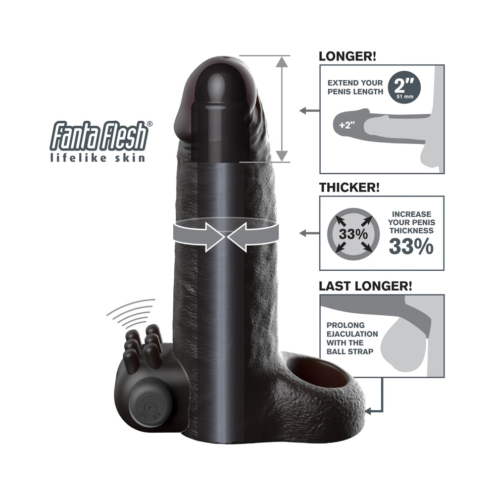Fantasy X-Tensions Vibrating Real Feel 2" Extension - Black