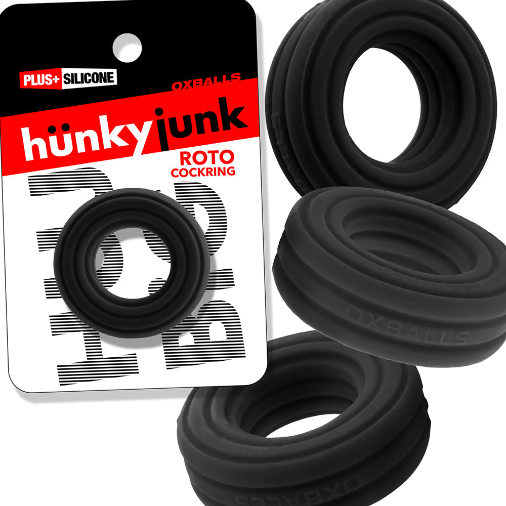 Hunky Junk Roto Cockring - Black Fog