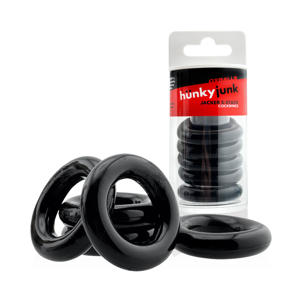 Hunky Junk Jacker 5 Pack Cockrings - Black