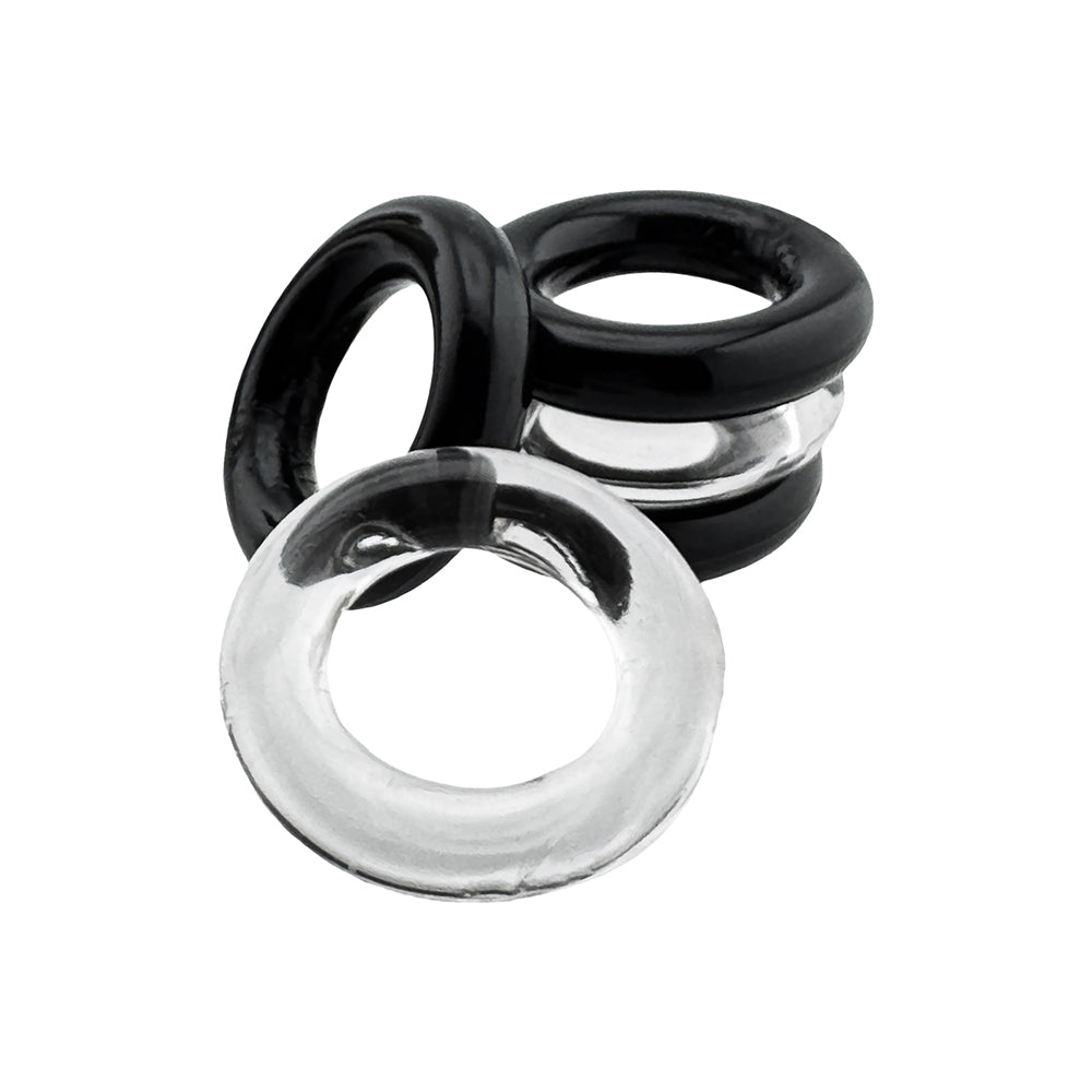 Hunky Junk Jacker 5 Pack Cockring - Clear/Black