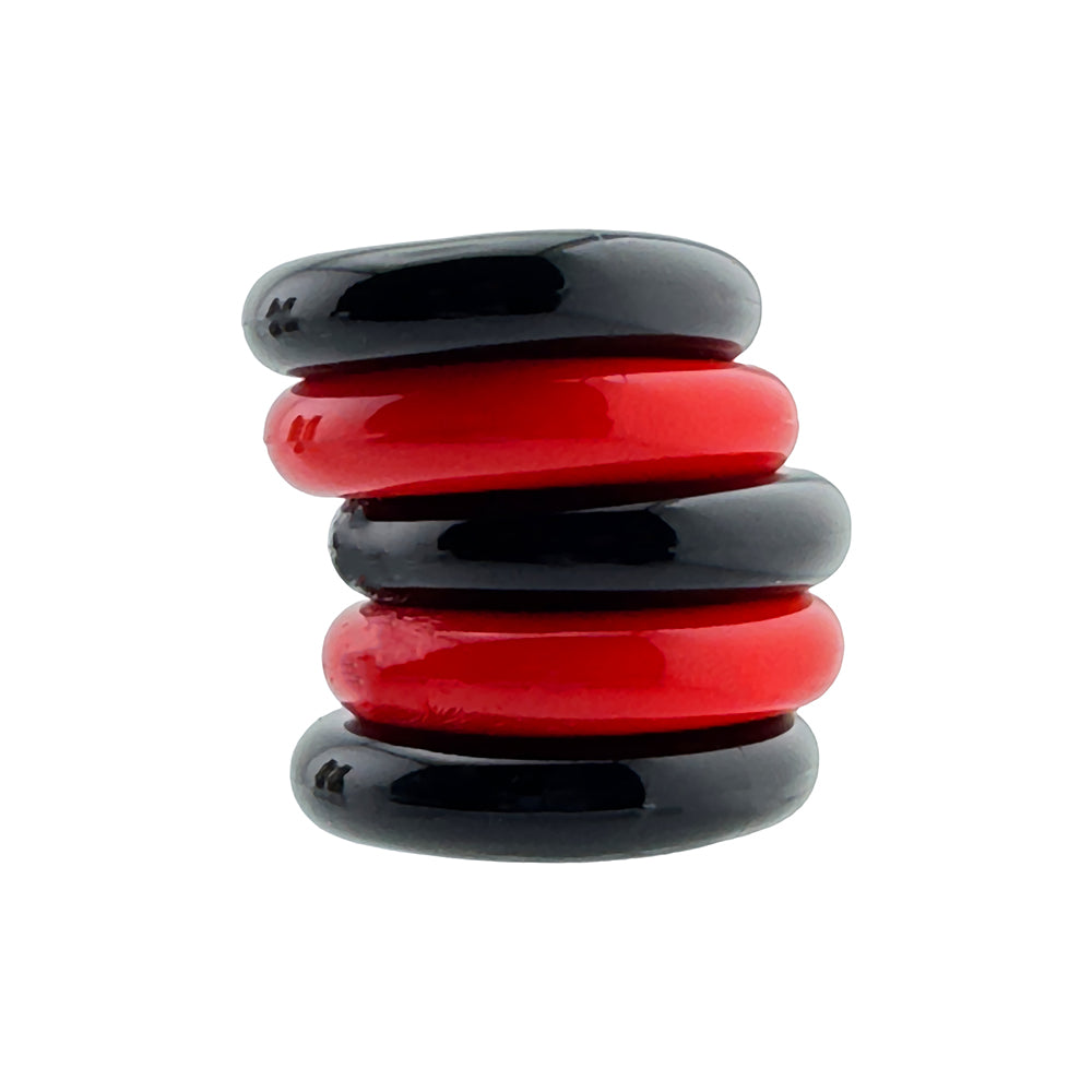 Hunky Junk Jacker 5 Pack Cockrings - Red/Black