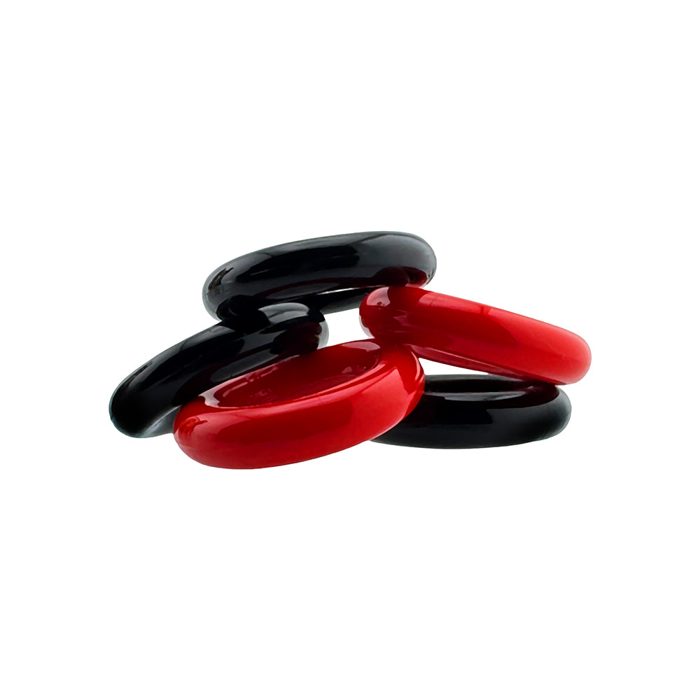 Hunky Junk Jacker 5 Pack Cockrings - Red/Black