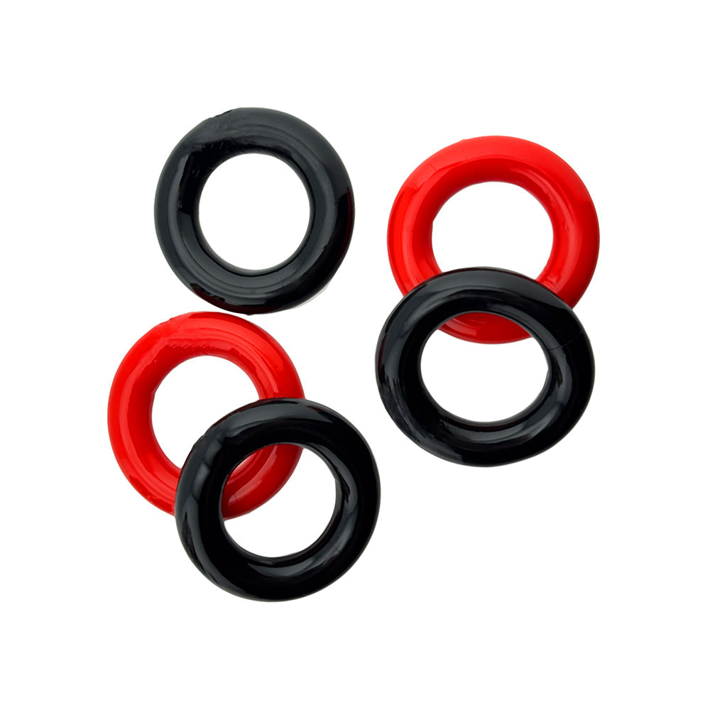 Hunky Junk Jacker 5 Pack Cockrings - Red/Black