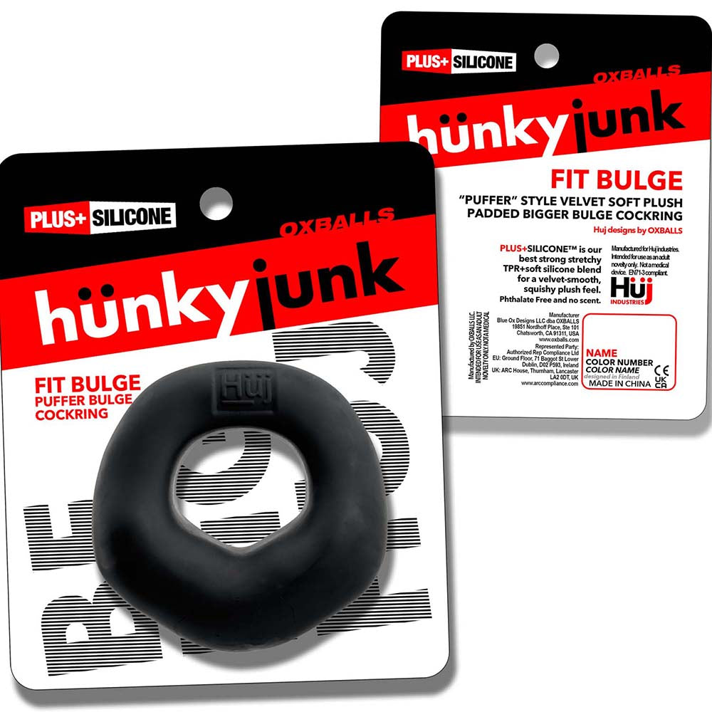 Hunky Junk Fit Bulge Hung-Style Cockring - Black Fog