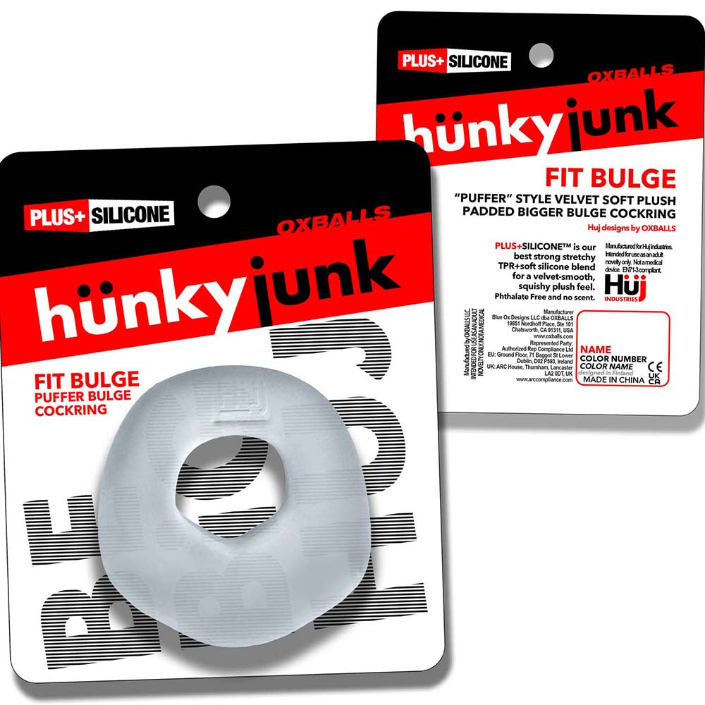 Hunky Junk Fit Bulge Hung-Style Cockring - Clear Steam