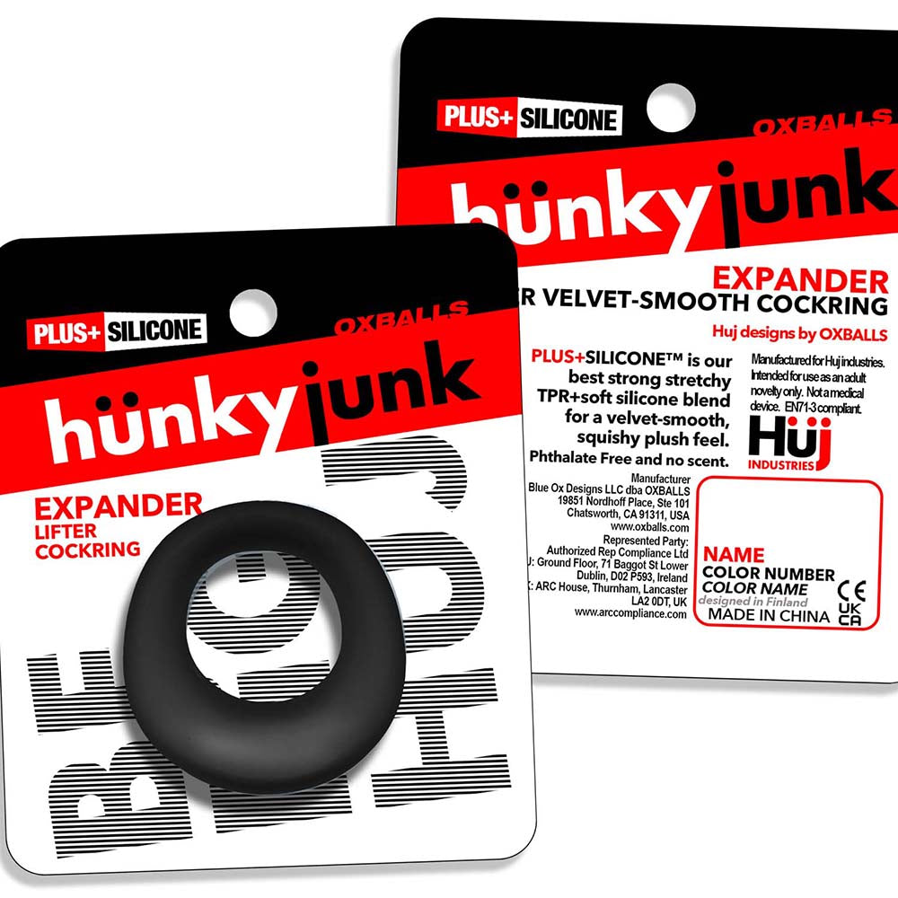 Hunky Junk Expander Slimmer Scoop Cockring - Black Fog