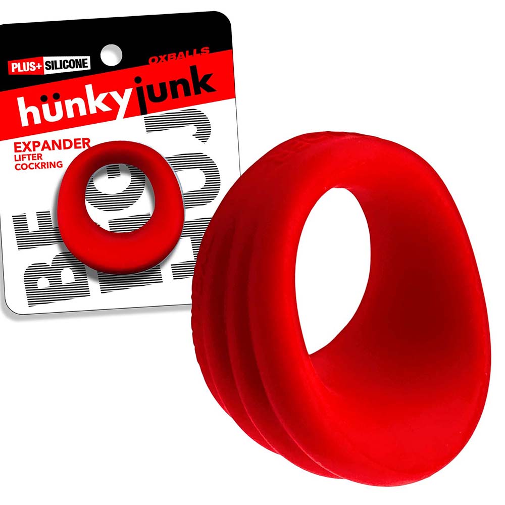 Hunky Junk Expander Slimmer Scoop Cockring - Red Velvet
