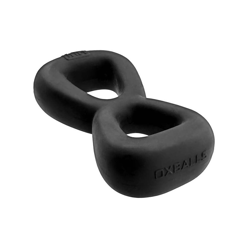 Hunky Junk Boomerang Double Ring Cockring & Nut-Tugger - Black Fog
