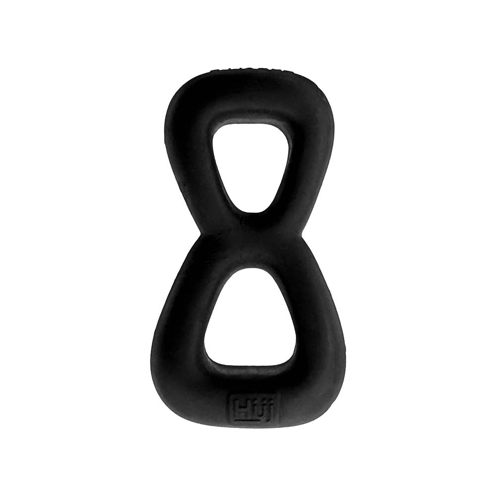 Hunky Junk Boomerang Double Ring Cockring & Nut-Tugger - Black Fog