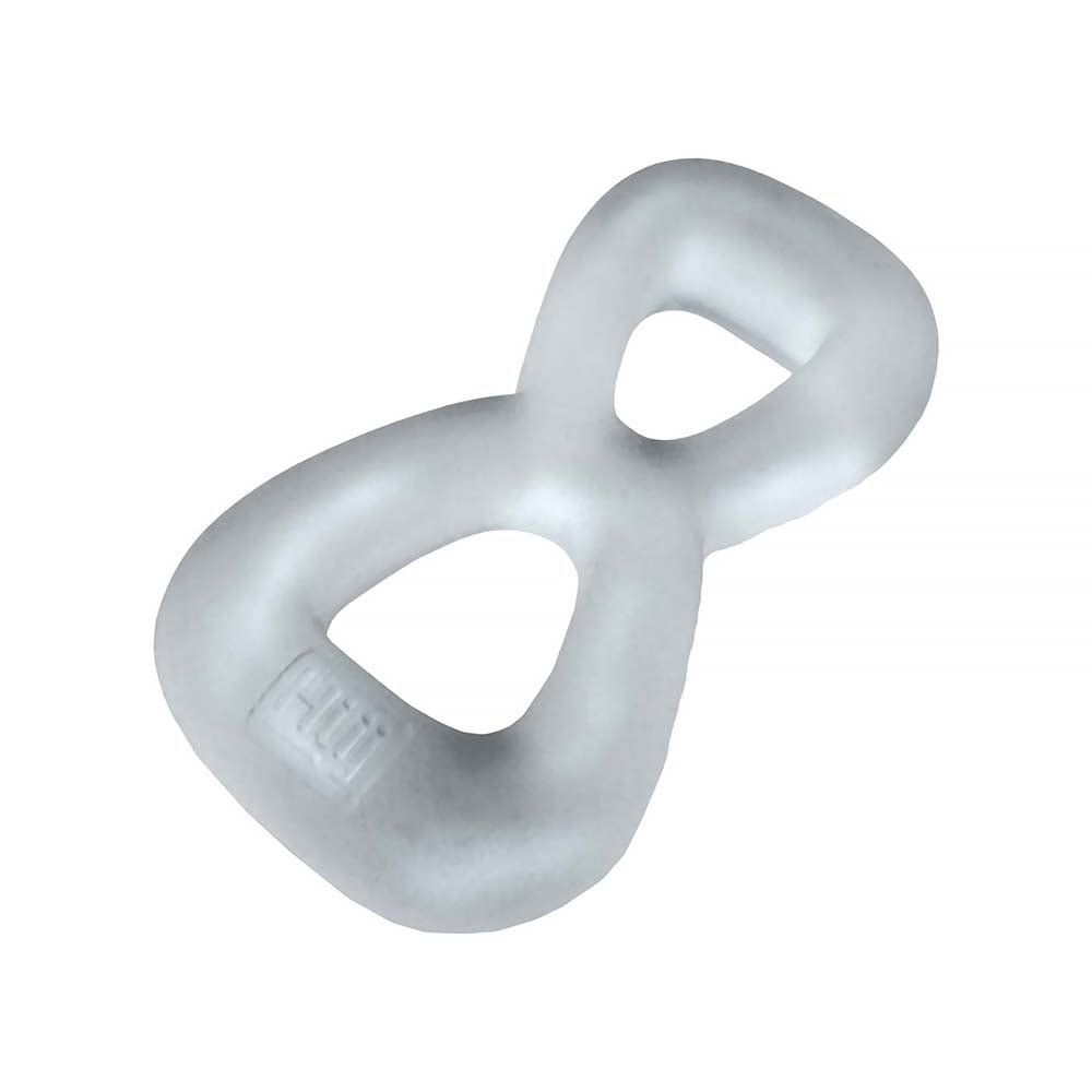 Hunky Junk Boomerang Double Ring Cockring & Nut-Tugger - Clear Steam