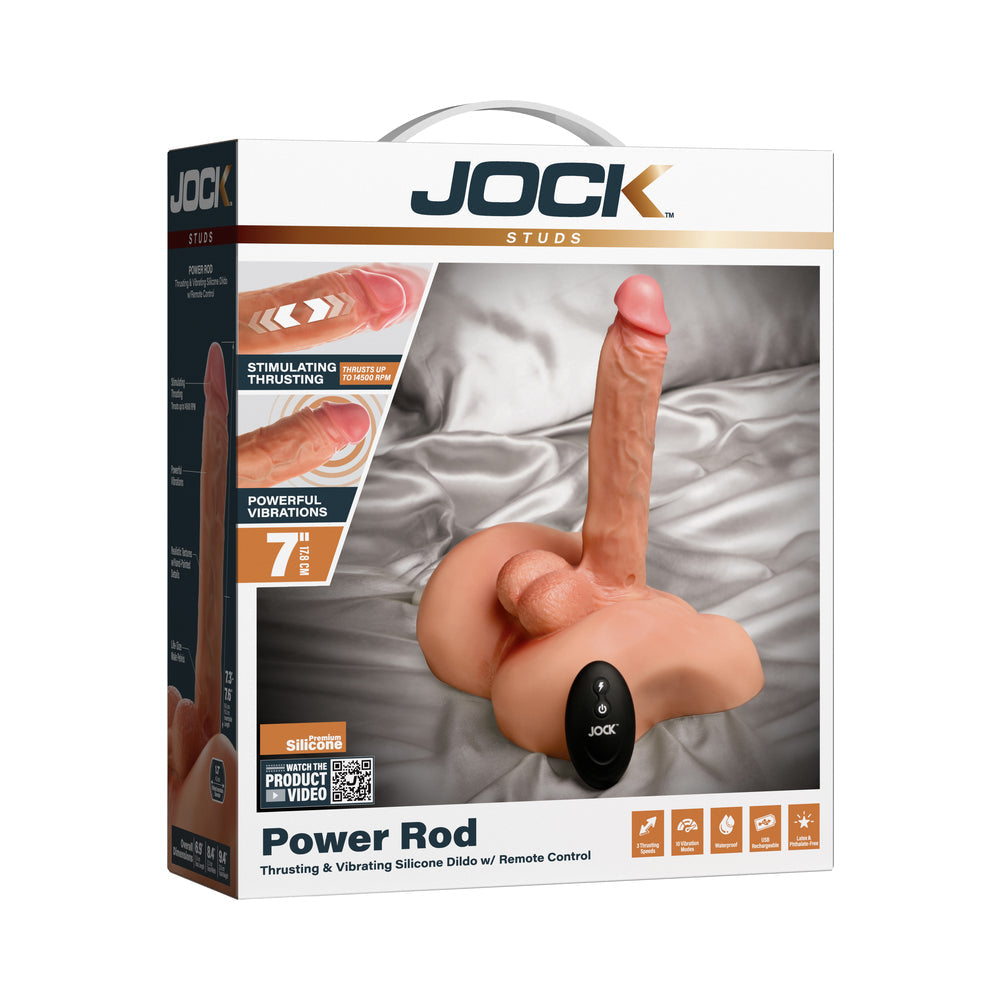 Curve Toys Jock Studs Power Rod Thrusting & Vibrating Dildo w/Remote Control