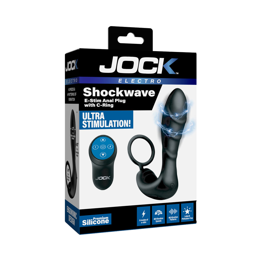 Curve Toys Jock Electro Shockwave E-Stim Anal Plug w/C-Ring