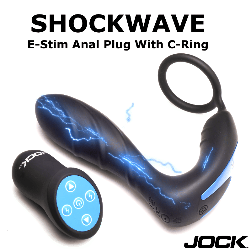 Curve Toys Jock Electro Shockwave E-Stim Anal Plug w/C-Ring