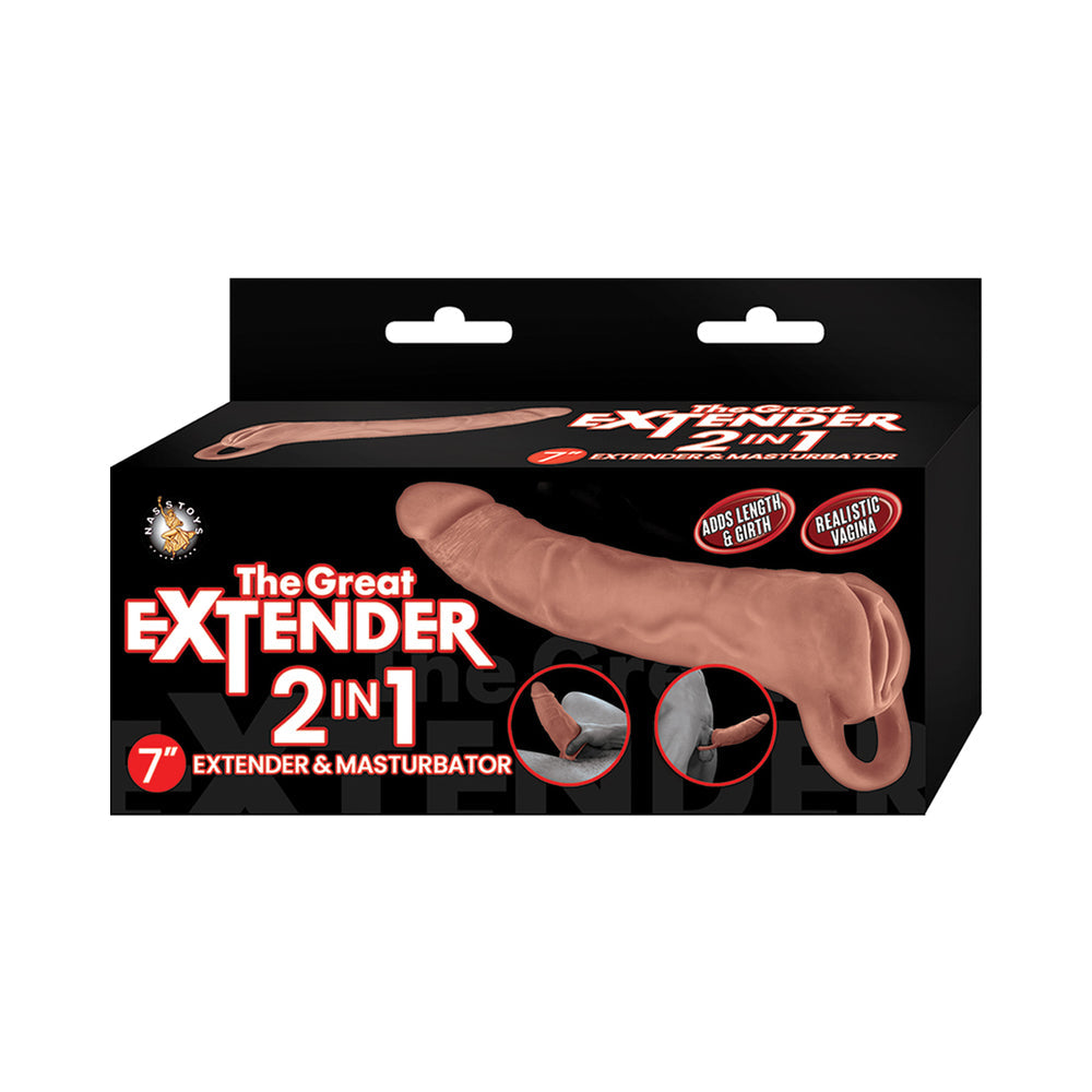 The Great Extender 2 in 1 7" Extender & Masturbator - Brown