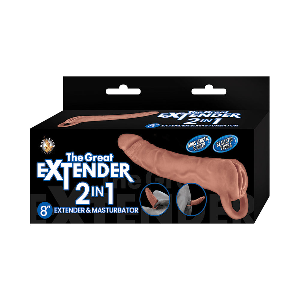 The Great Extender 2 in 1 8" Extender & Masturbator - Brown