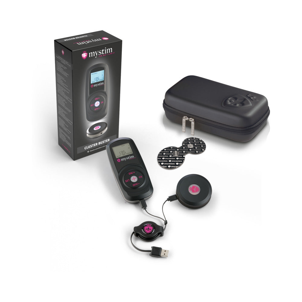 Mystim Cluster Buster Wireless eStim Starter Kit - Black