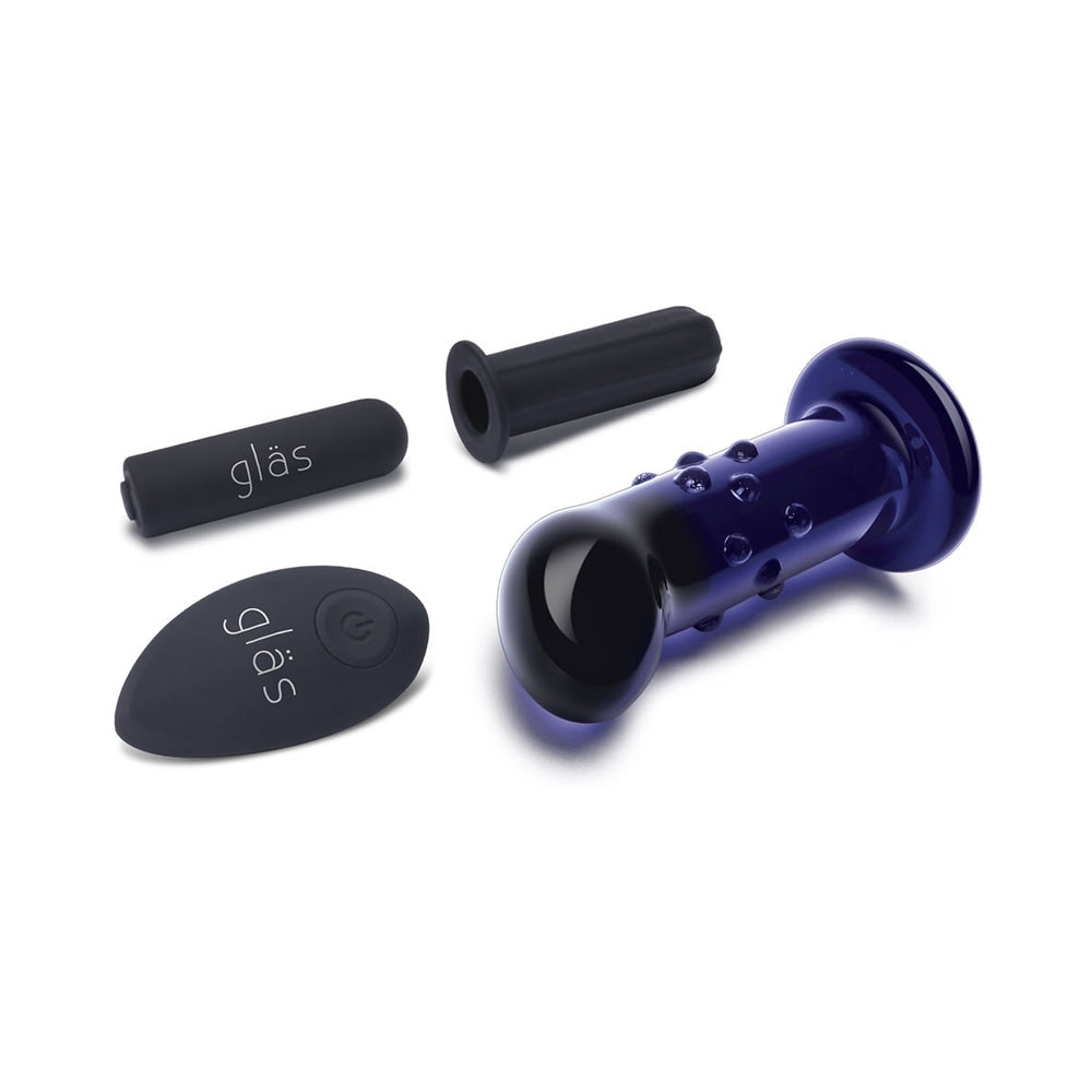 Glas 3.5" Rechargeable Vibrating Butt Plug - Blue
