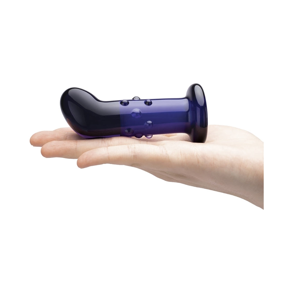 Glas 4" Rechargeable Vibrating Dotted G Spot/P Spot Plug - Blue
