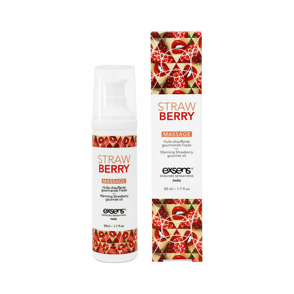 Exsens Warming Gourmet Massage Oil-Strawberry 1.7oz