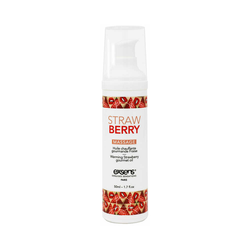 Exsens Warming Gourmet Massage Oil-Strawberry 1.7oz