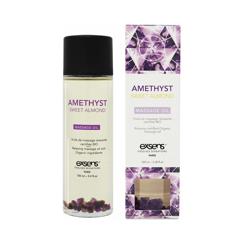 Exsens Organic Crystal Infused Massage Oil-Amethyst Sweet Almond 3.4oz