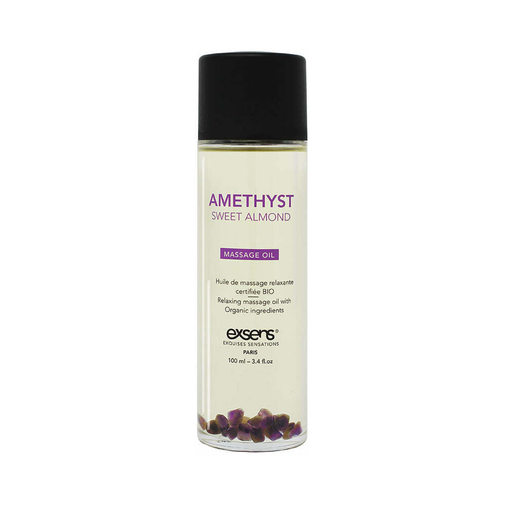Exsens Organic Crystal Infused Massage Oil-Amethyst Sweet Almond 3.4oz