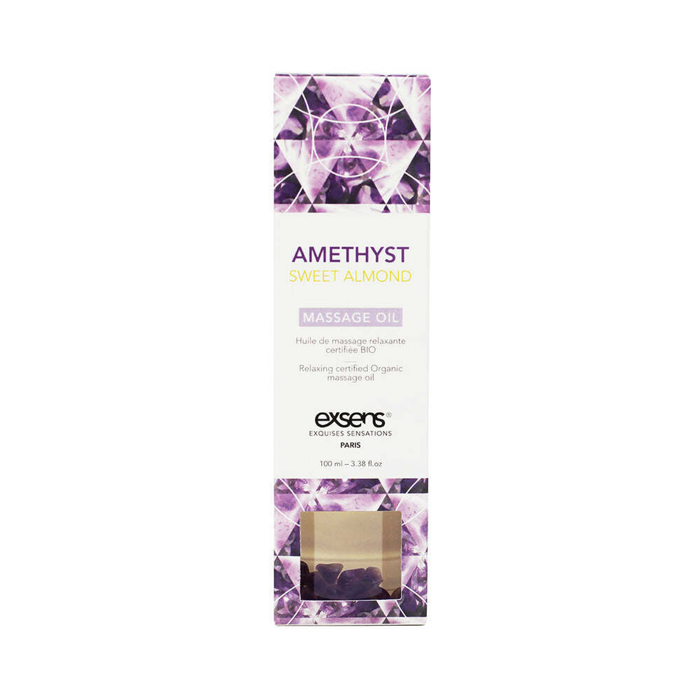 Exsens Organic Crystal Infused Massage Oil-Amethyst Sweet Almond 3.4oz