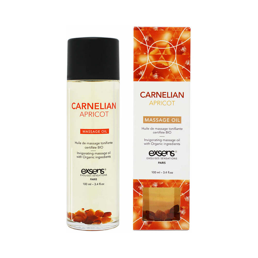 Exsens Organic Crystal Infused Massage Oil-Carnelian Apricot 3.4oz