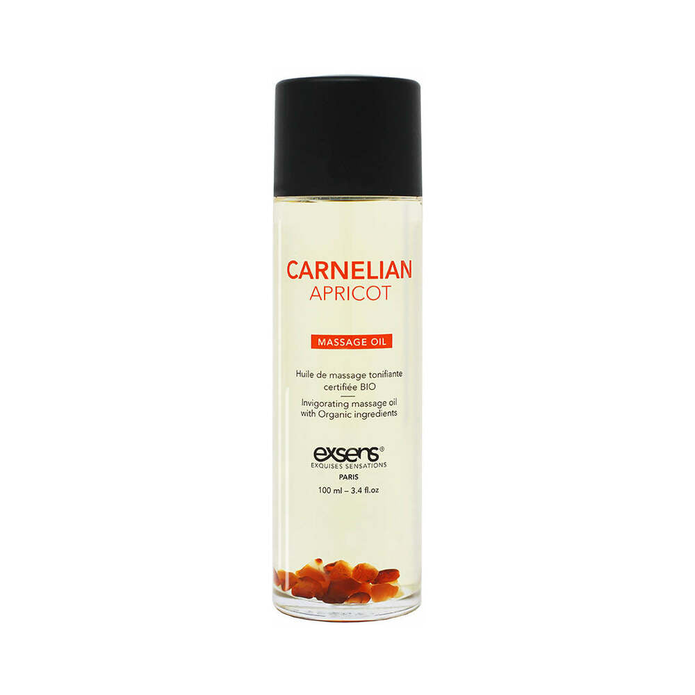 Exsens Organic Crystal Infused Massage Oil-Carnelian Apricot 3.4oz