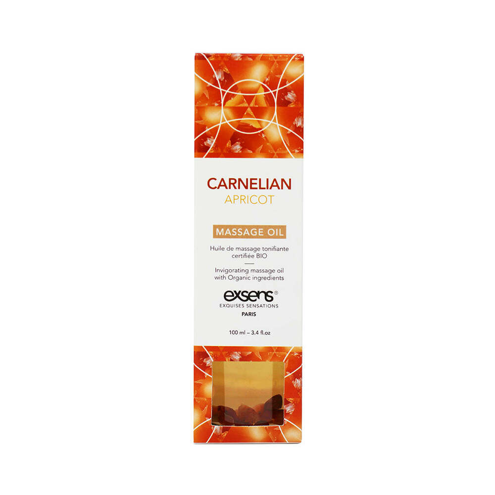 Exsens Organic Crystal Infused Massage Oil-Carnelian Apricot 3.4oz