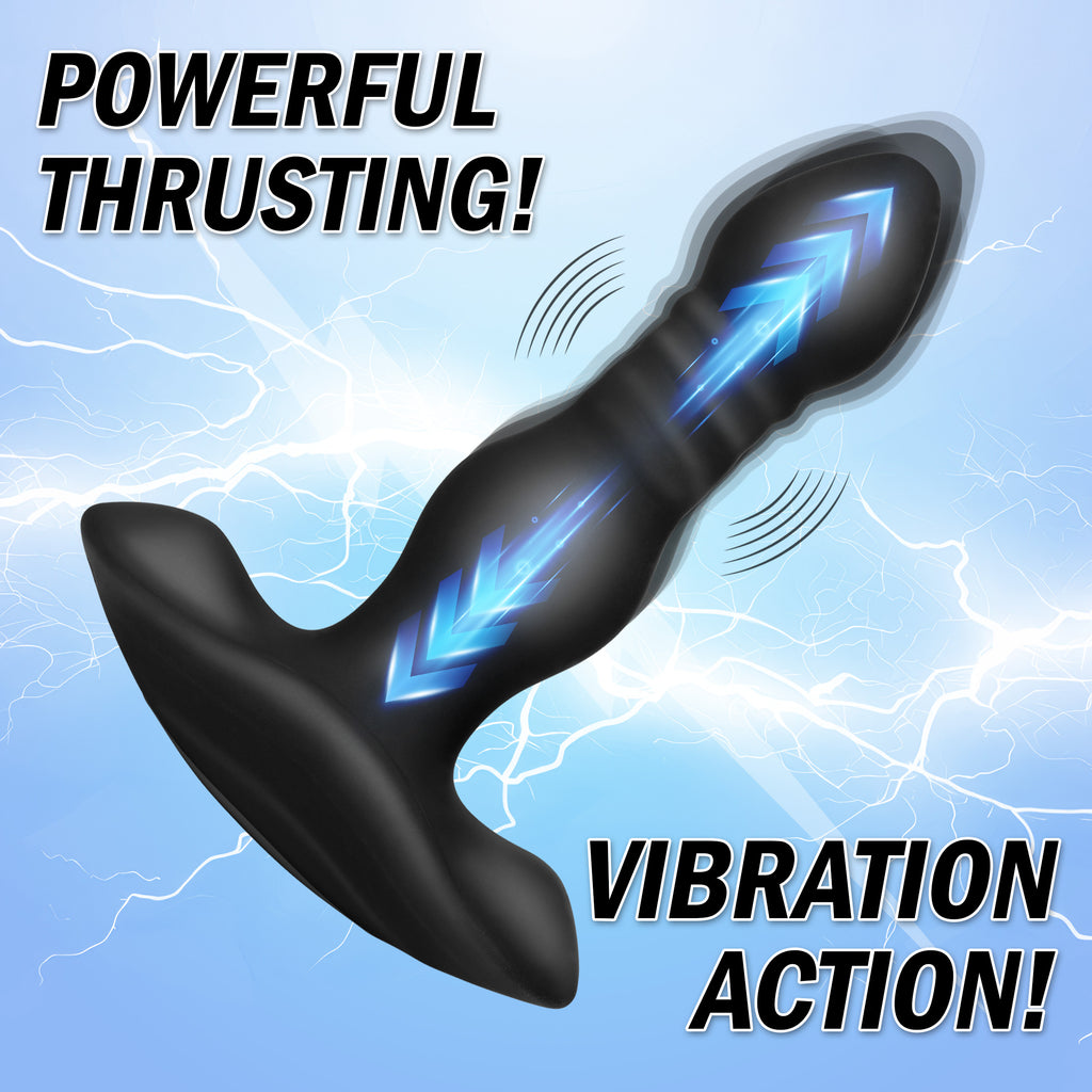 Vibrating and Thrusting Remote Control Silicone Anal Plug