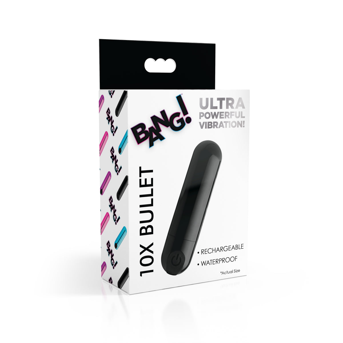 Bang! 10X Rechargeable Vibrating Metallic Bullet-Black