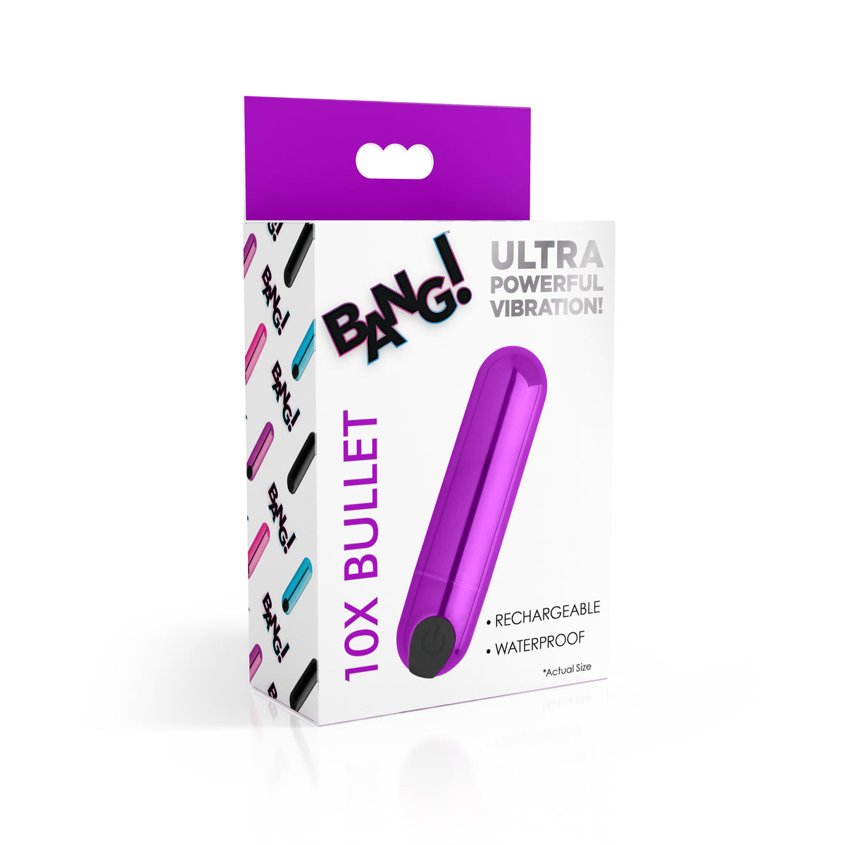 Bang! 10X Rechargeable Vibrating Metallic Bullet-Purple