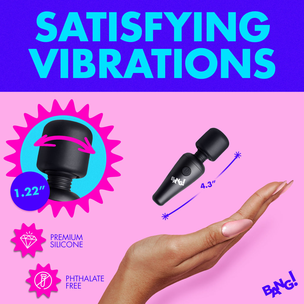 Bang! 10X Vibrating Mini Silicone Wand-Black