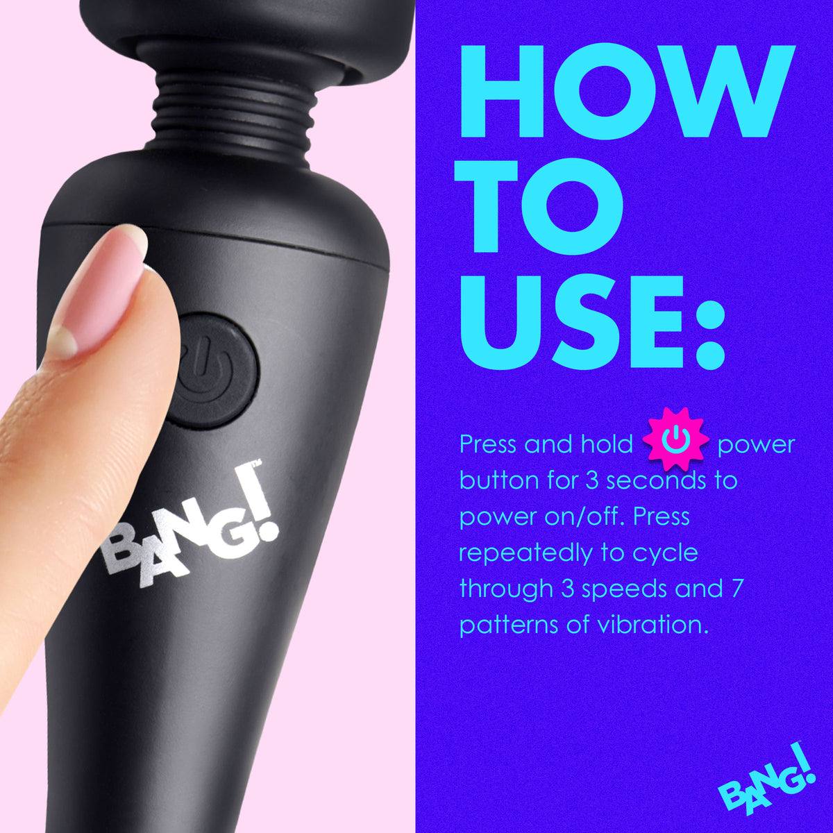 Bang! 10X Vibrating Mini Silicone Wand-Black