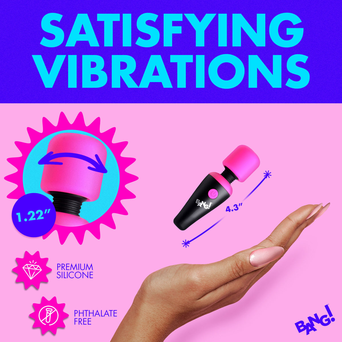 Bang! 10X Vibrating Mini Silicone Wand-Pink
