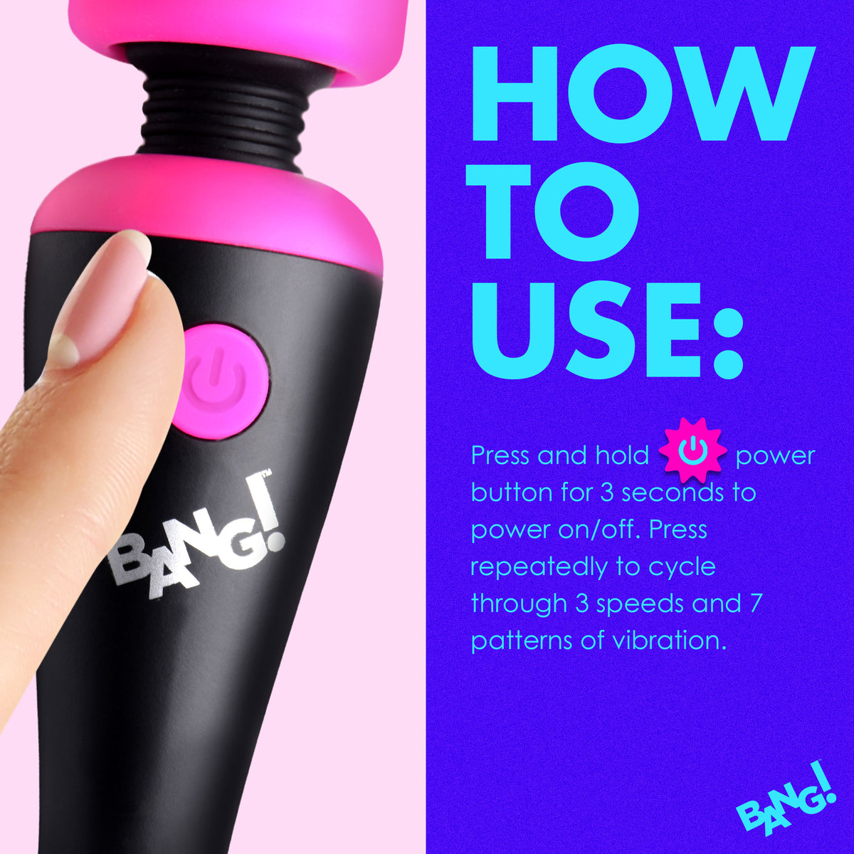 Bang! 10X Vibrating Mini Silicone Wand-Pink