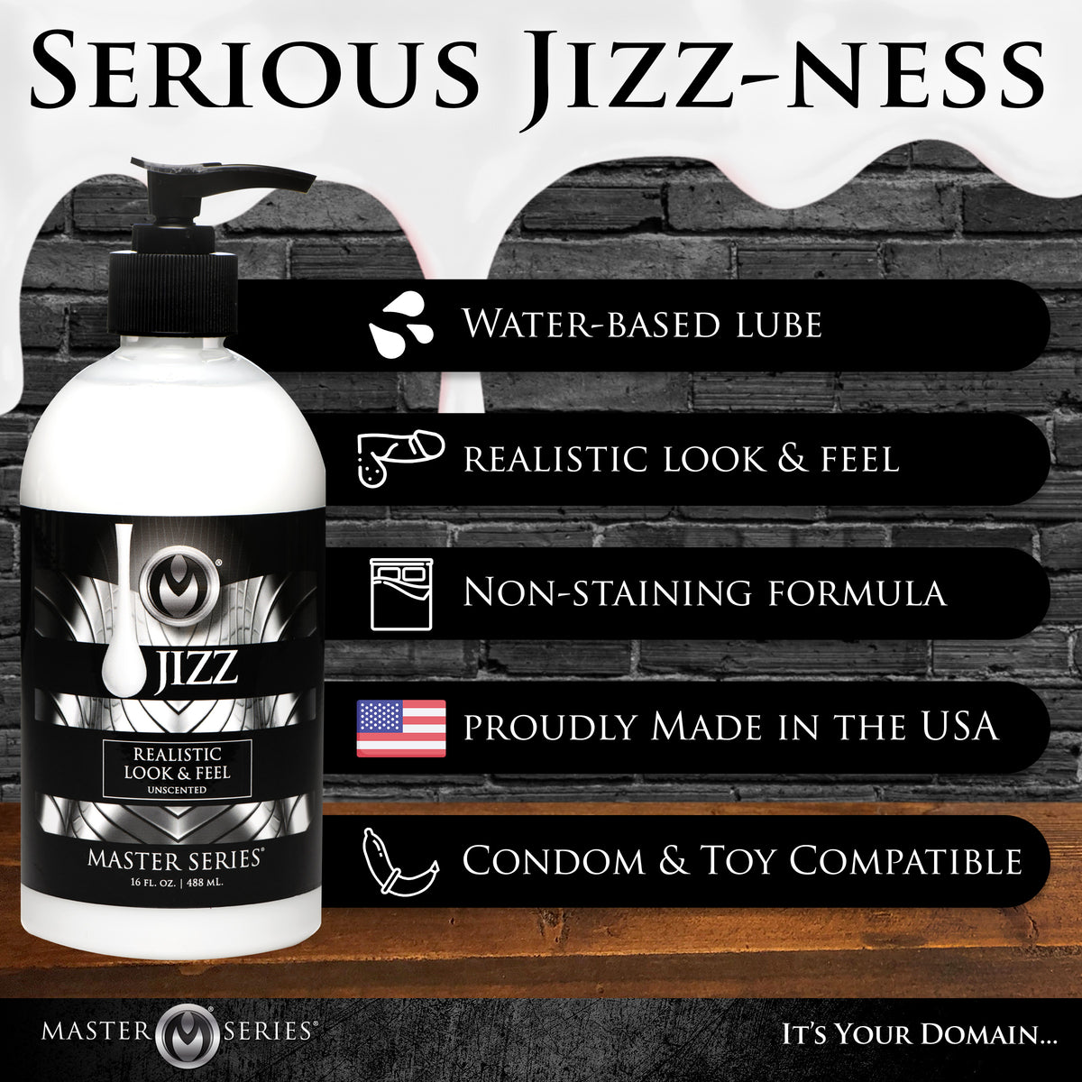 Master Series Jizz Unscented Water Based Lube 16oz