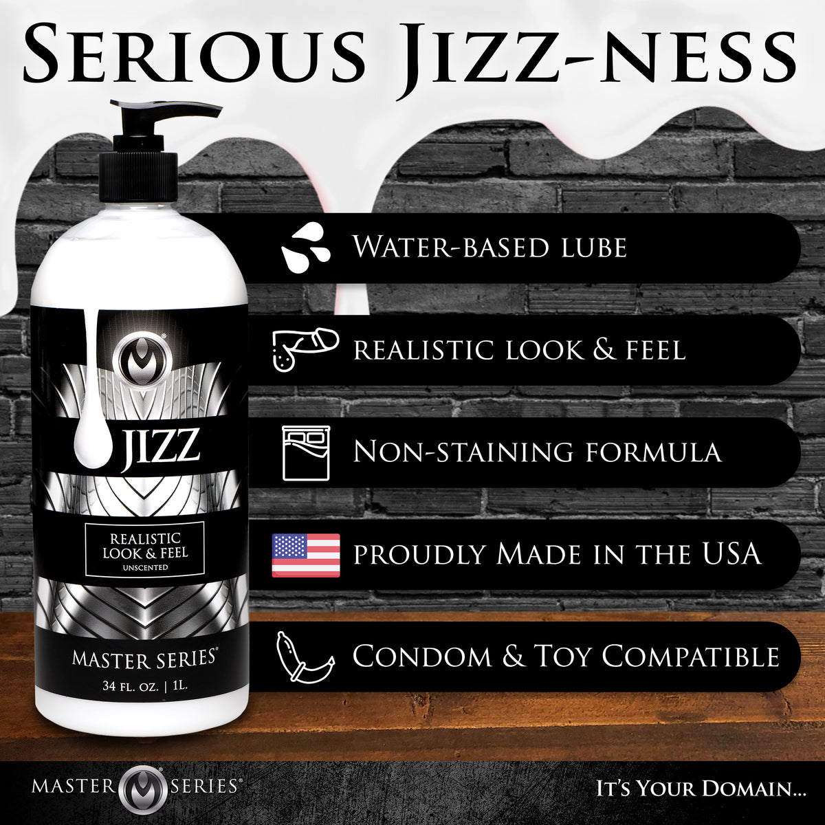 Master Series Jizz Unscented Water Based Lube 34oz