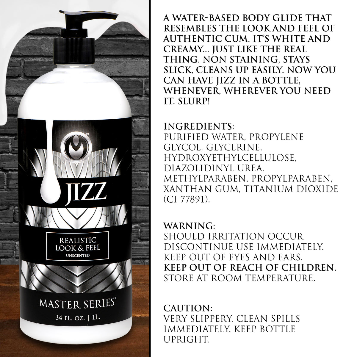 Master Series Jizz Unscented Water Based Lube 34oz
