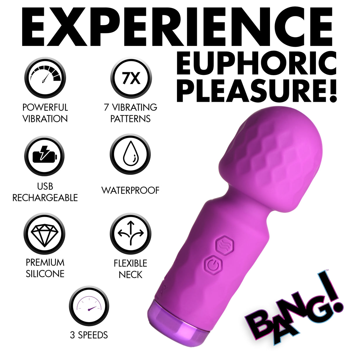 Bang 10X Mini Silicone Wand-Purple