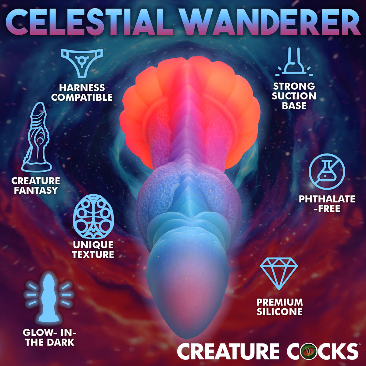 Creature Cocks Galactic Cock Alien Creature Glow in the Dark Dildo